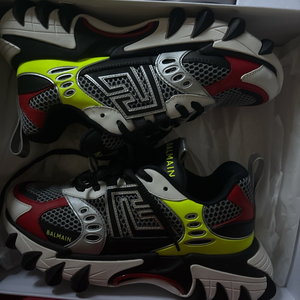 Balmain Black and Red Sneakers Dynamic Design